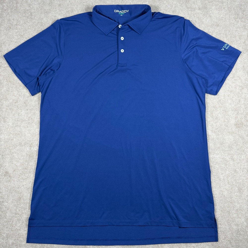 B. Draddy Sport Mens Sz XL Blue Short Sleeve Performance Golf Polo Shirt Preppy